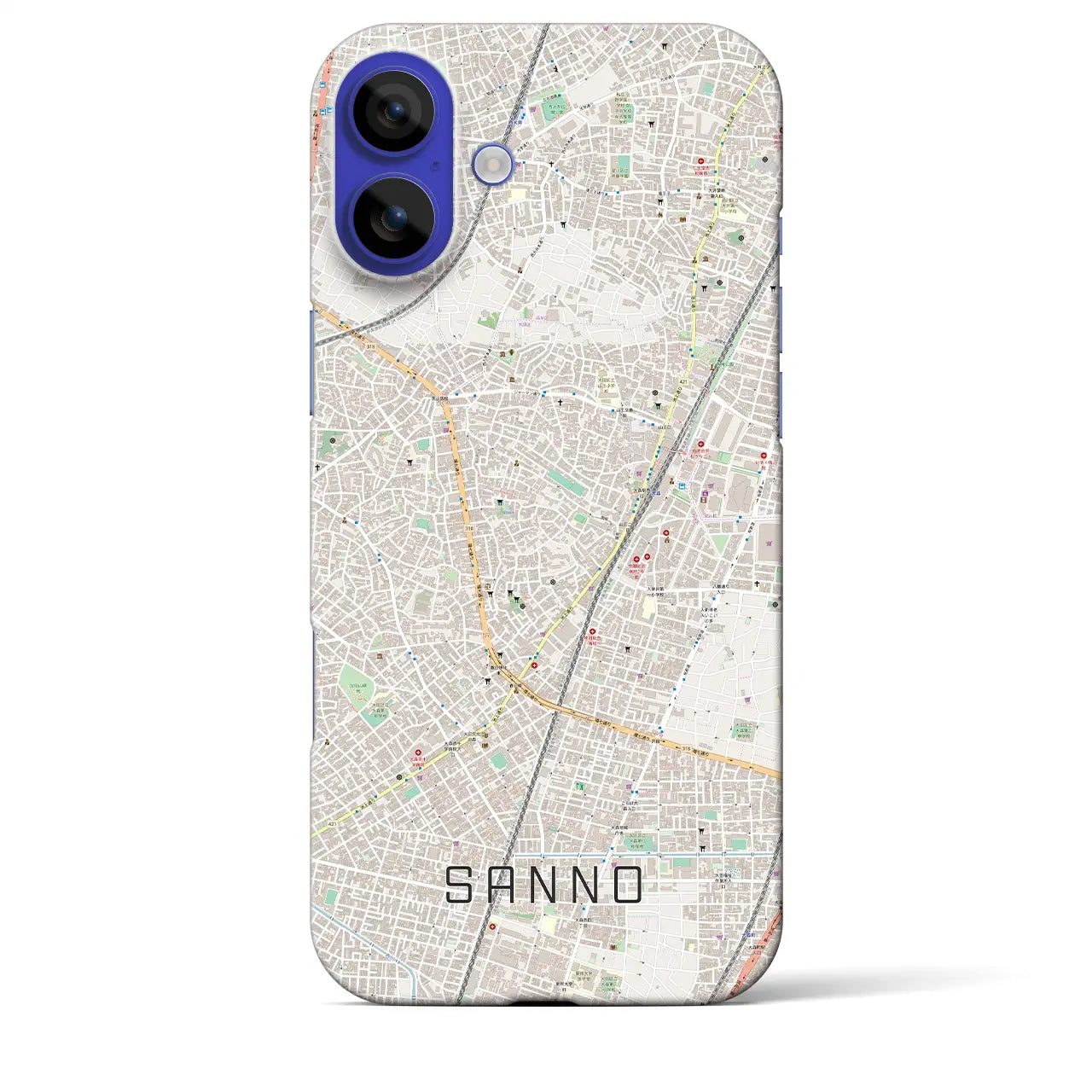 【山王(東京都)】地図柄iPhoneケース(バックカバータイプ)