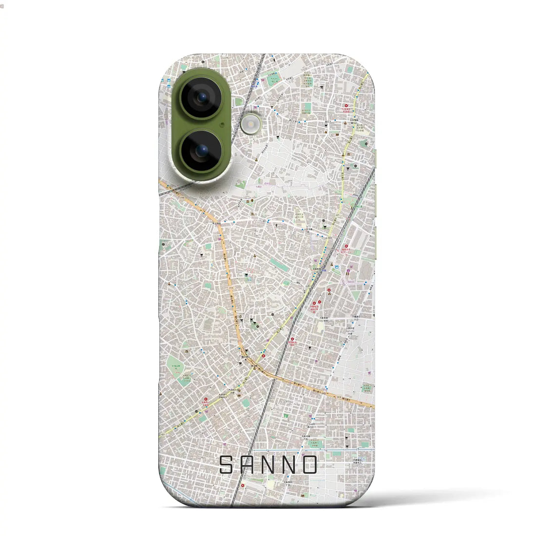 【山王(東京都)】地図柄iPhoneケース(バックカバータイプ)ブラック・iPhone 17 Pro Max 用