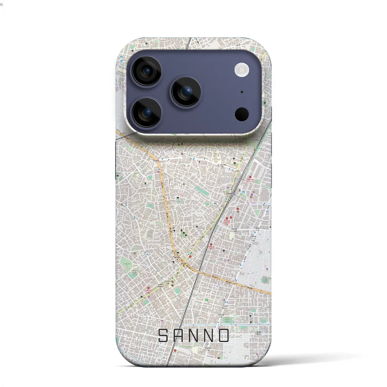 【山王(東京都)】地図柄iPhoneケース(バックカバータイプ)ナチュラル・iPhone 17 Pro Max 用