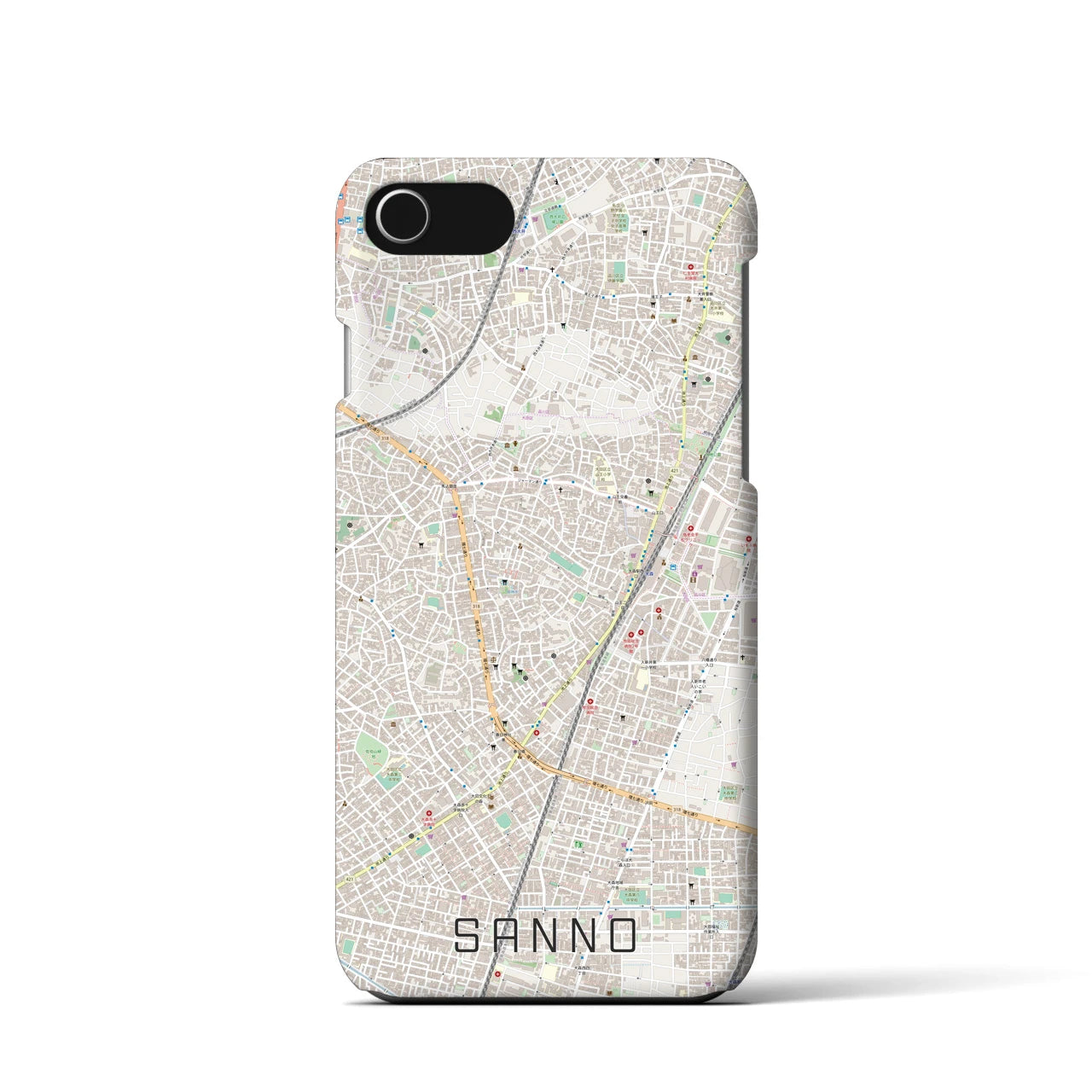 【山王(東京都)】地図柄iPhoneケース(バックカバータイプ)