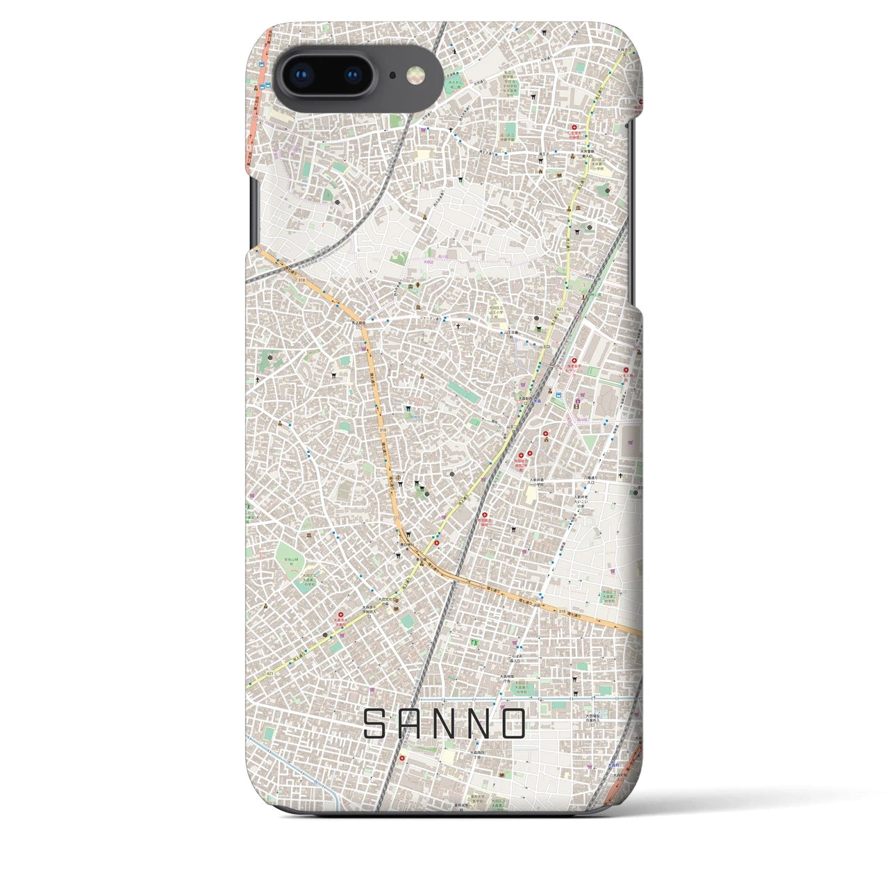 【山王(東京都)】地図柄iPhoneケース(バックカバータイプ)