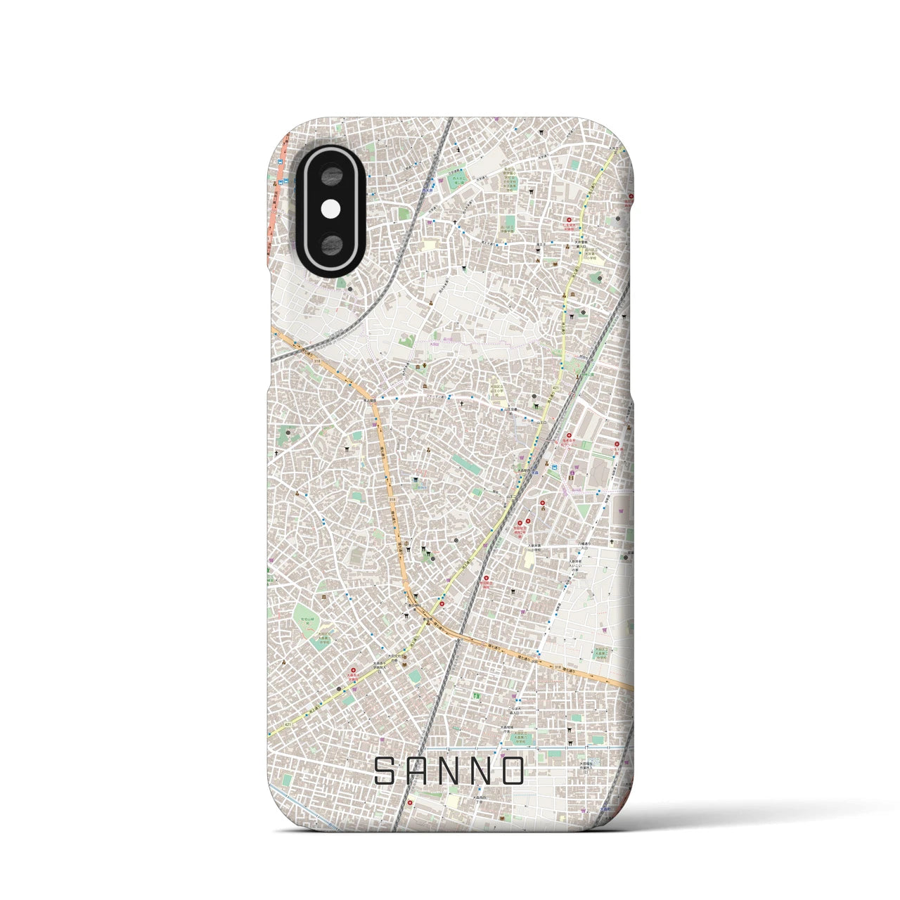 【山王(東京都)】地図柄iPhoneケース(バックカバータイプ)