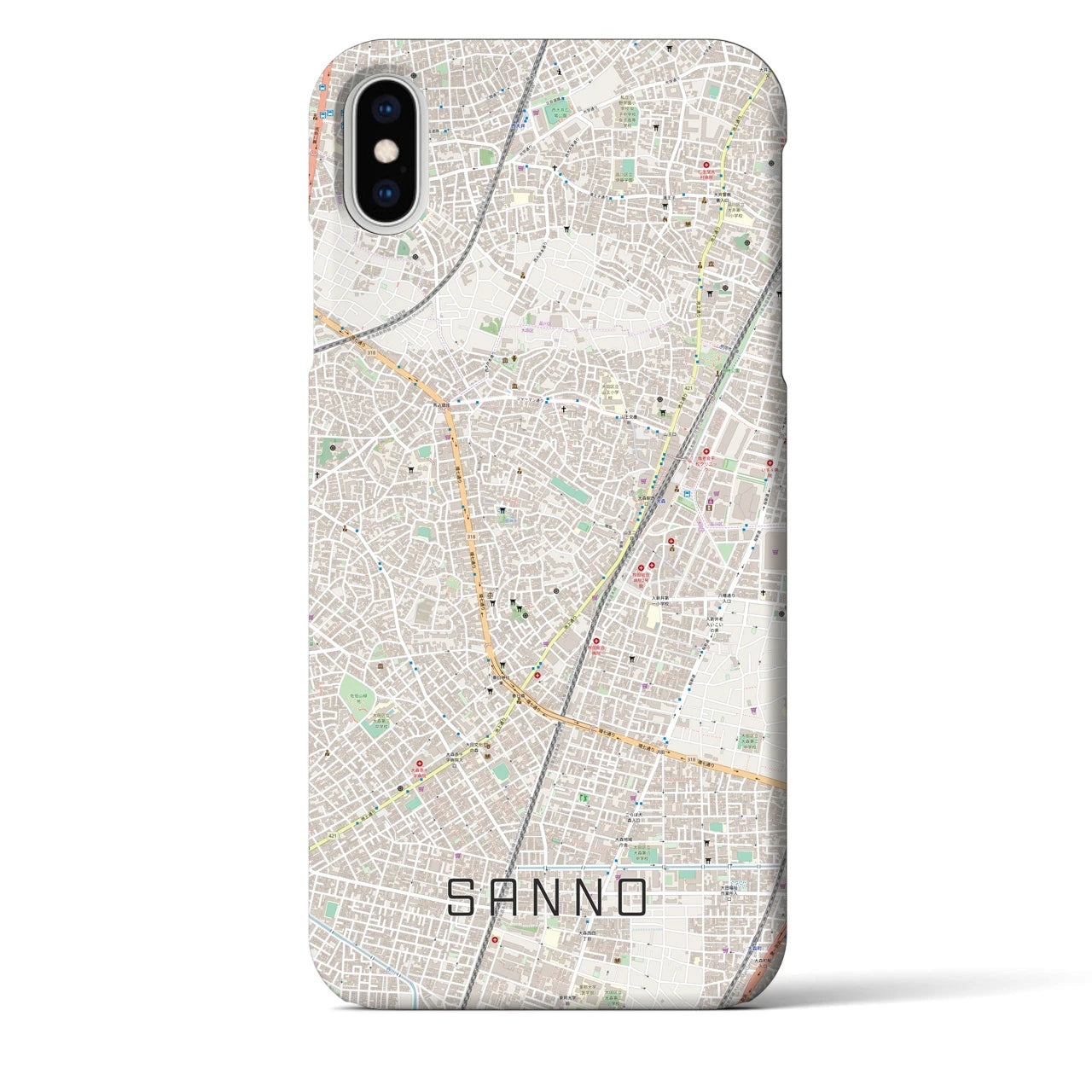 【山王(東京都)】地図柄iPhoneケース(バックカバータイプ)