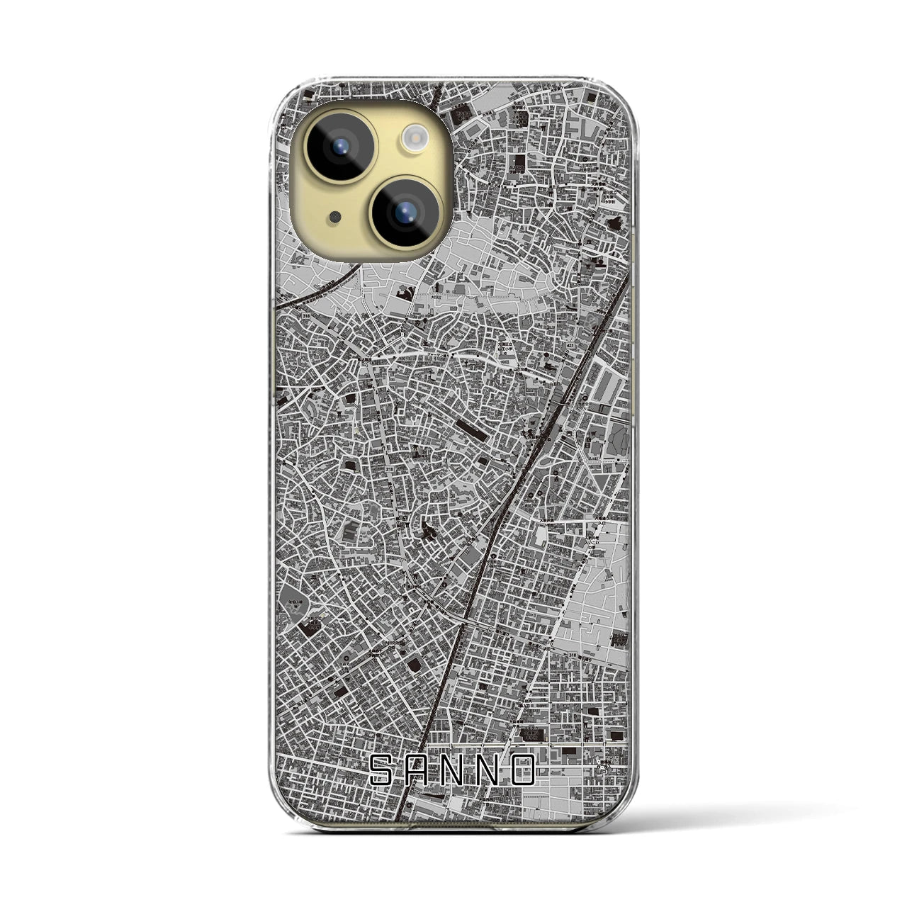 【山王(東京都)】地図柄iPhoneケース(クリアタイプ)