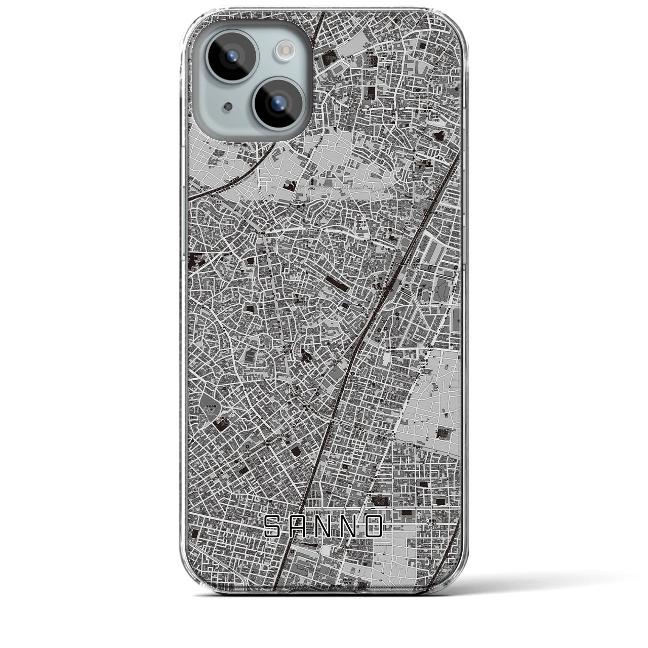 【山王(東京都)】地図柄iPhoneケース(クリアタイプ)