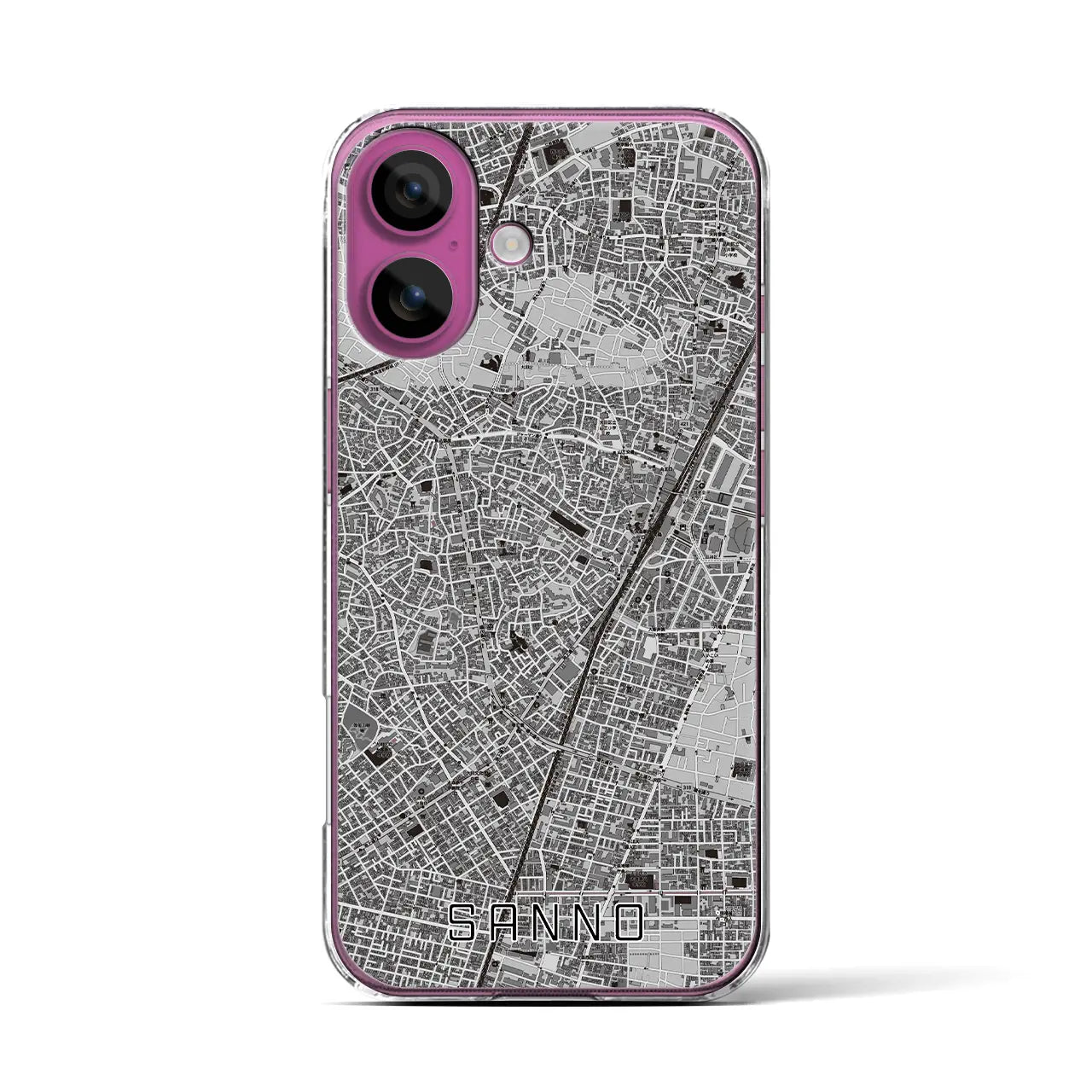 【山王(東京都)】地図柄iPhoneケース(クリアタイプ)