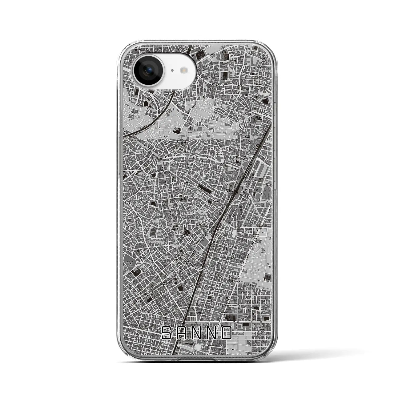 【山王(東京都)】地図柄iPhoneケース(クリアタイプ)