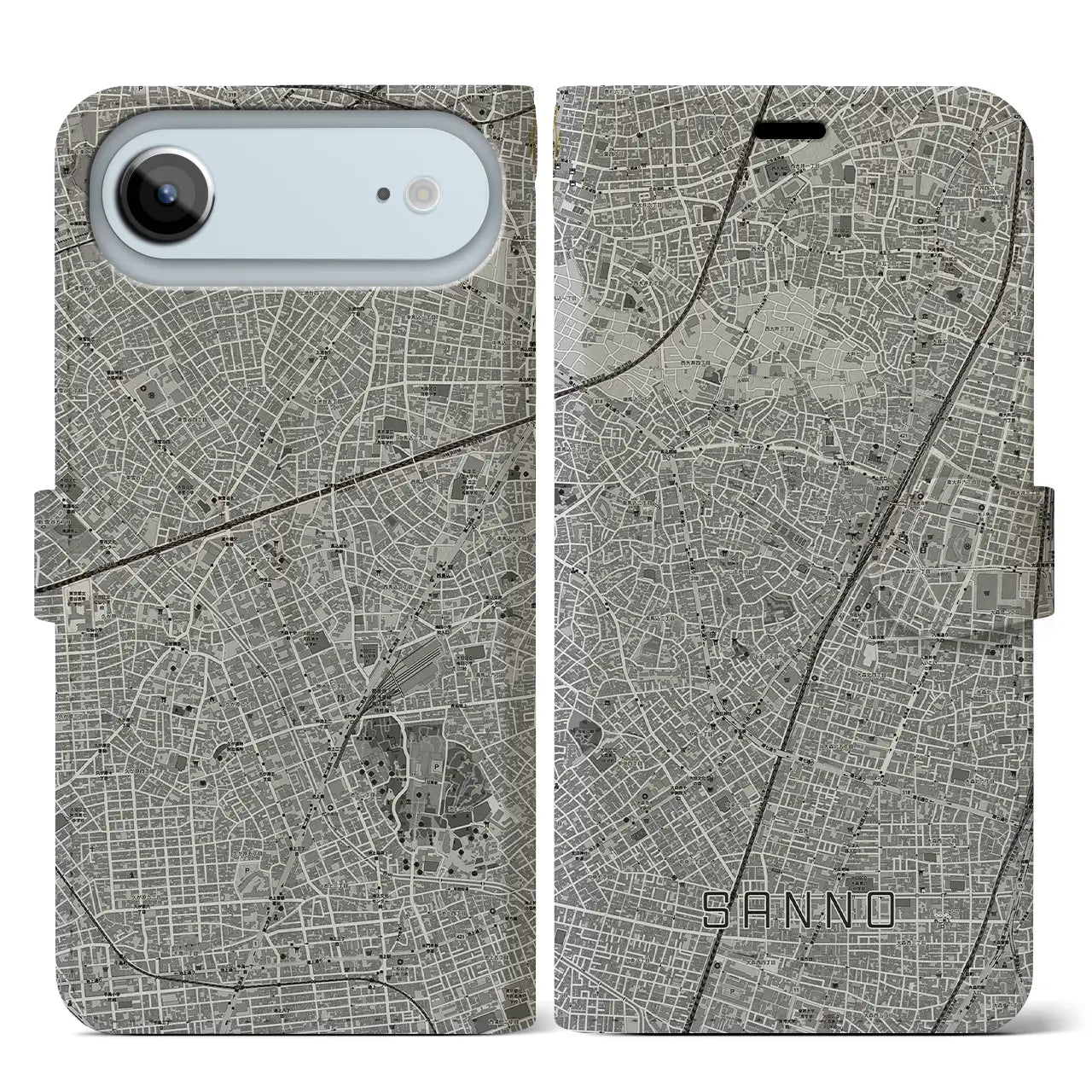 【山王(東京都)】地図柄iPhoneケース(手帳タイプ)