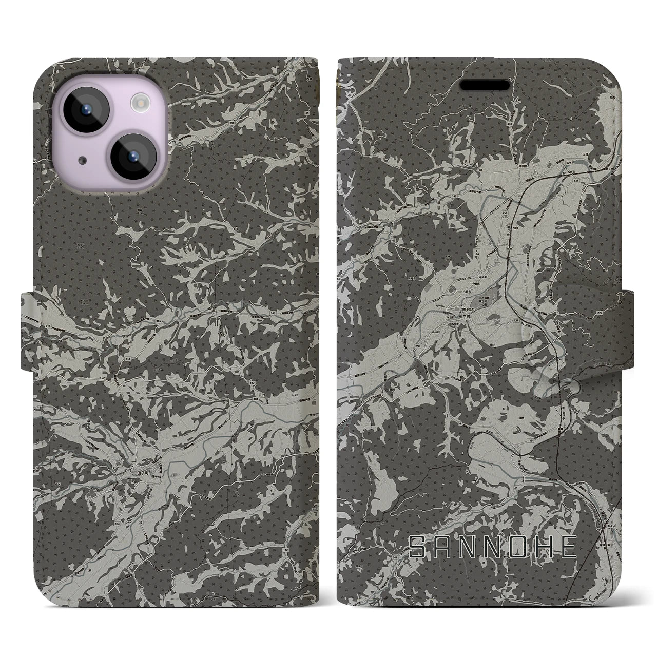 【三戸(青森県)】地図柄iPhoneケース(手帳タイプ)