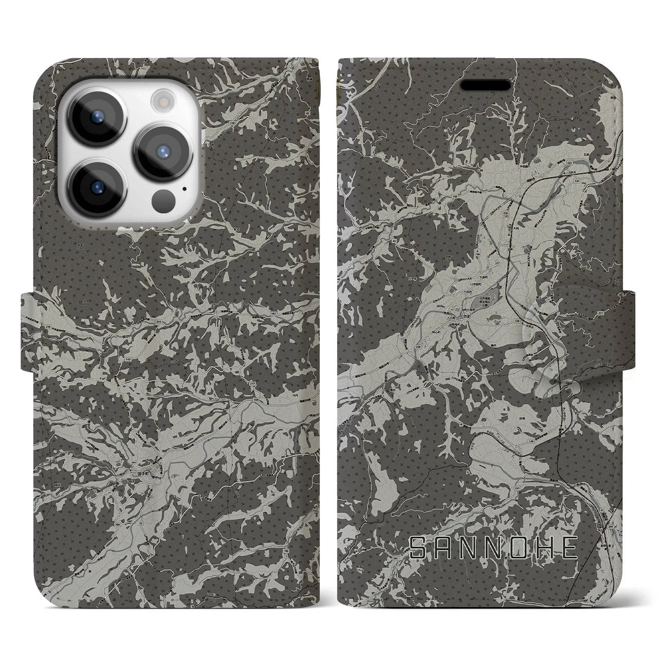 【三戸(青森県)】地図柄iPhoneケース(手帳タイプ)