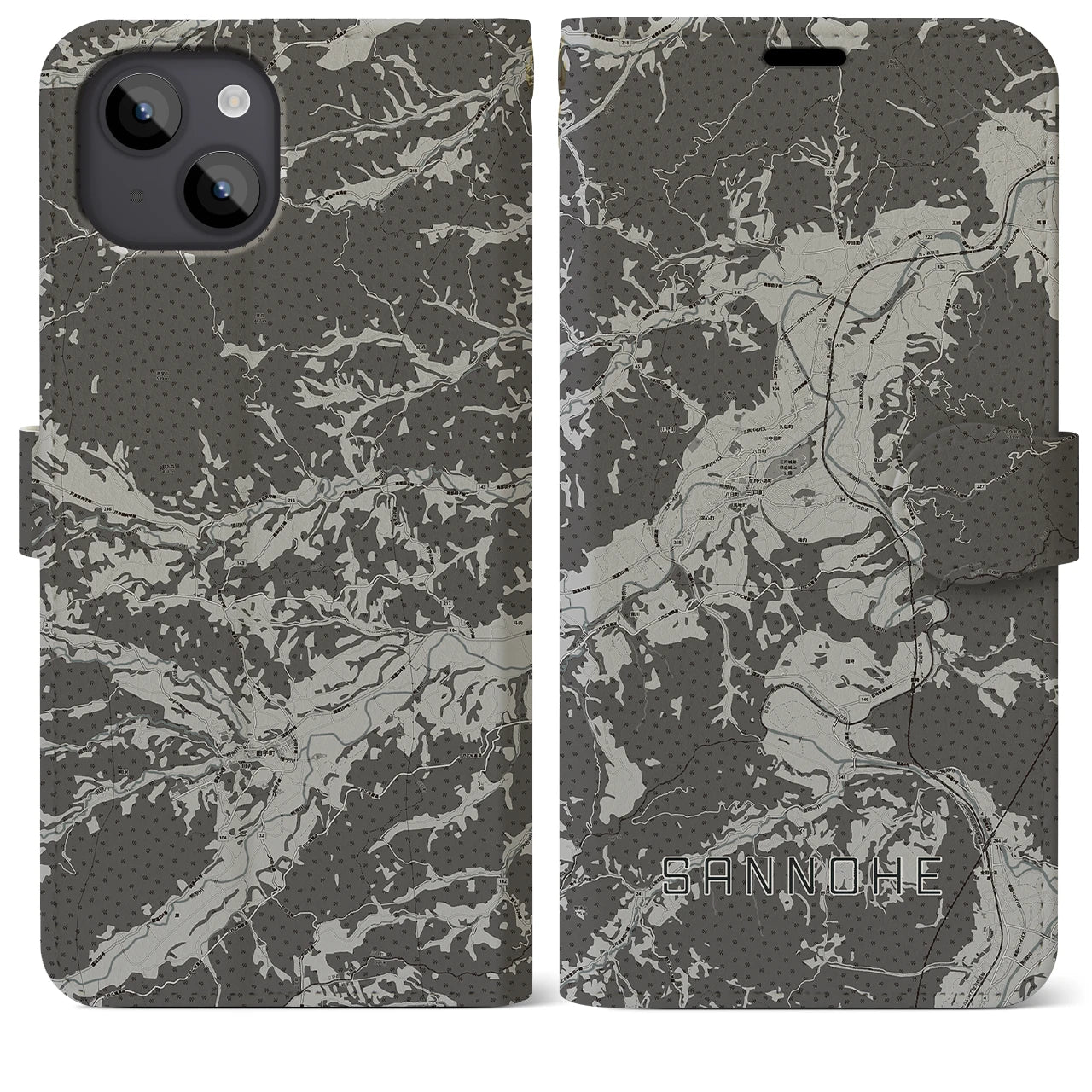 【三戸(青森県)】地図柄iPhoneケース(手帳タイプ)