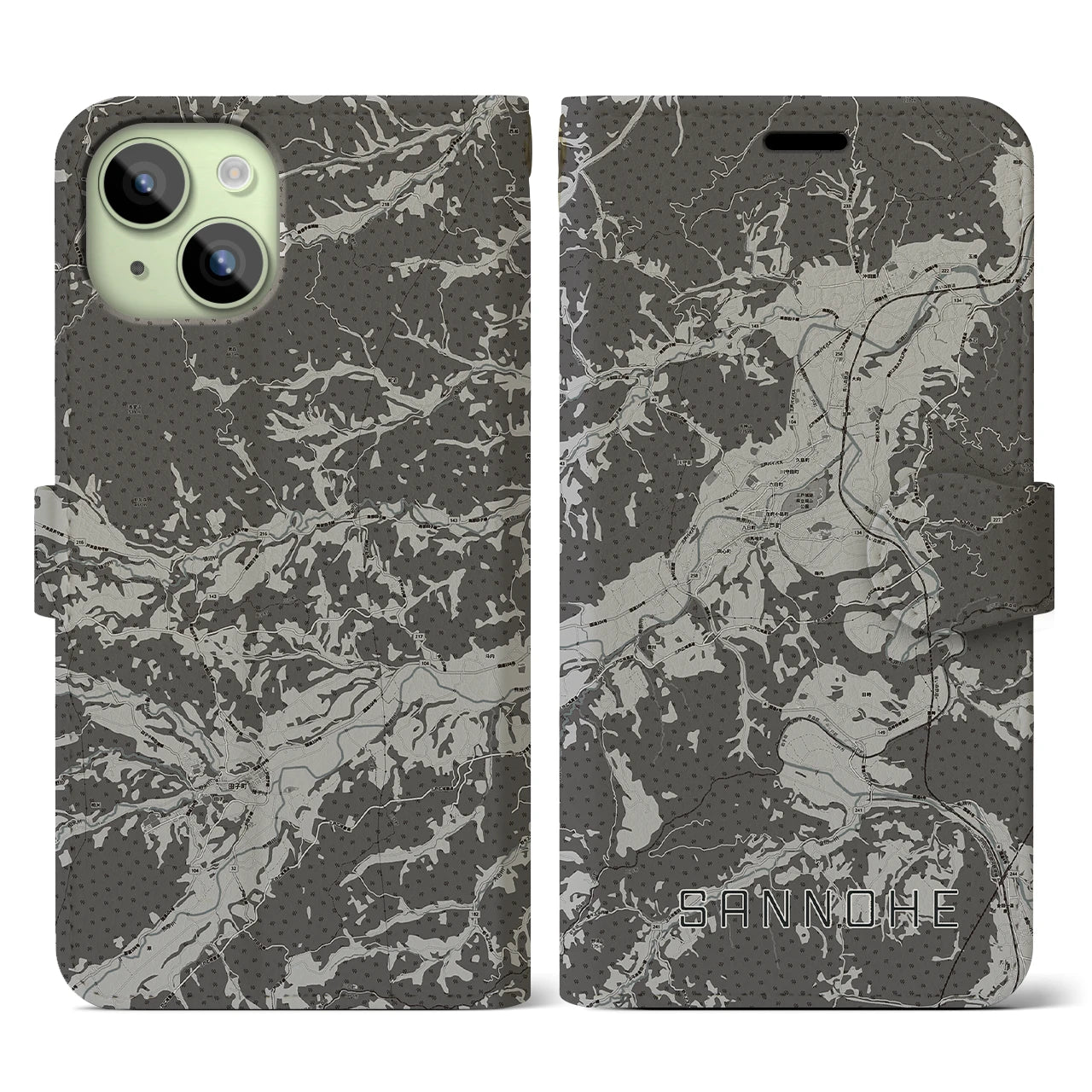 【三戸(青森県)】地図柄iPhoneケース(手帳タイプ)