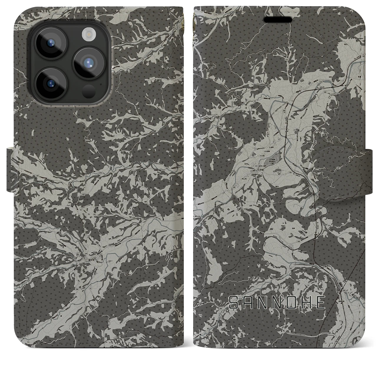 【三戸(青森県)】地図柄iPhoneケース(手帳タイプ)