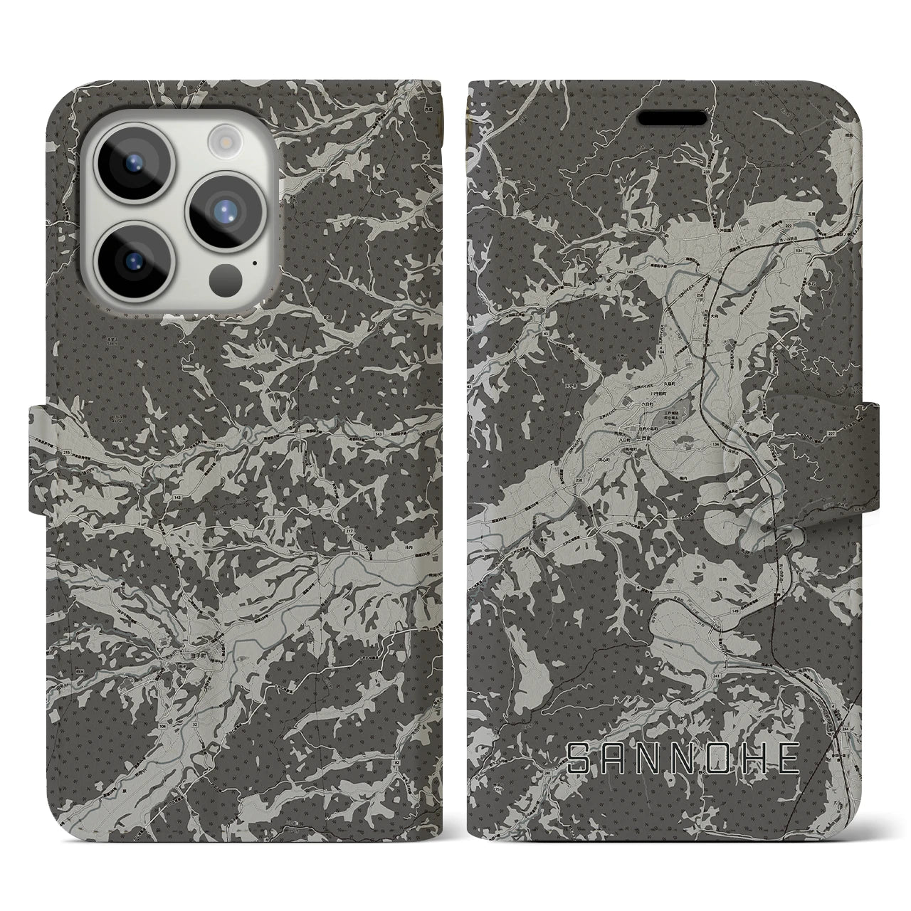 【三戸(青森県)】地図柄iPhoneケース(手帳タイプ)