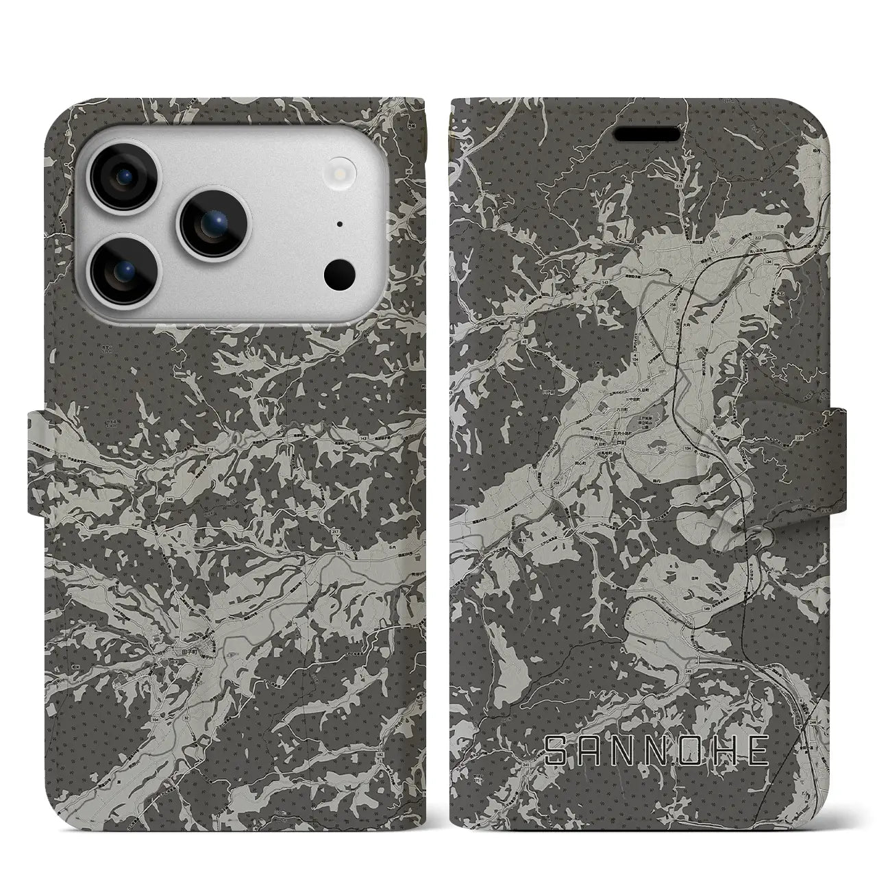 【三戸(青森県)】地図柄iPhoneケース(手帳タイプ)