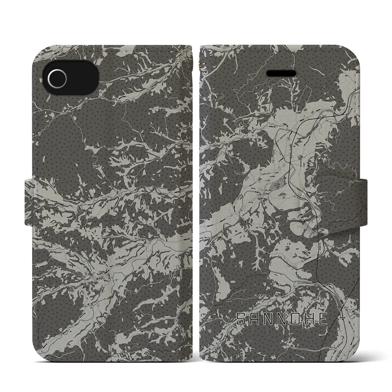 【三戸(青森県)】地図柄iPhoneケース(手帳タイプ)