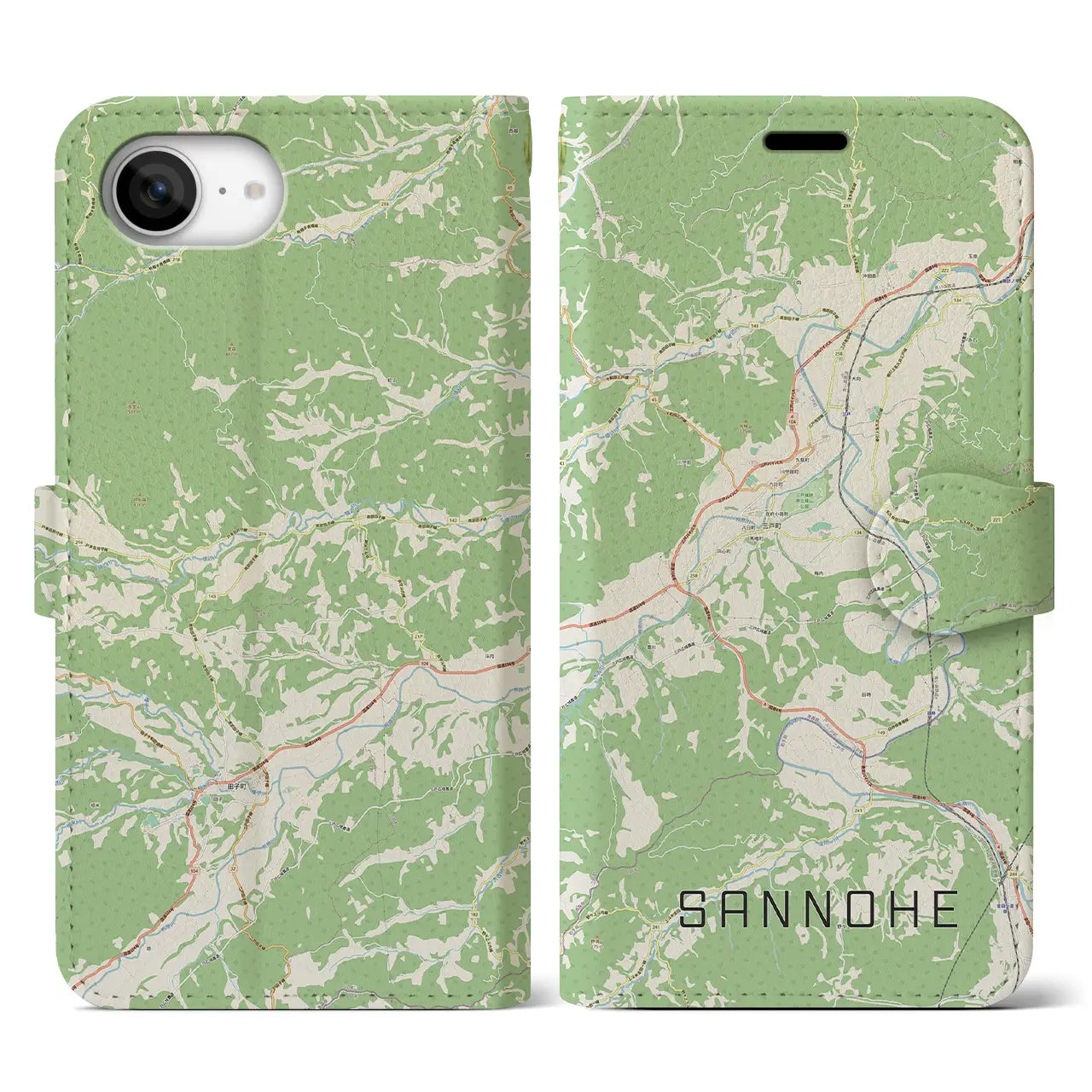 【三戸(青森県)】地図柄iPhoneケース(手帳タイプ)