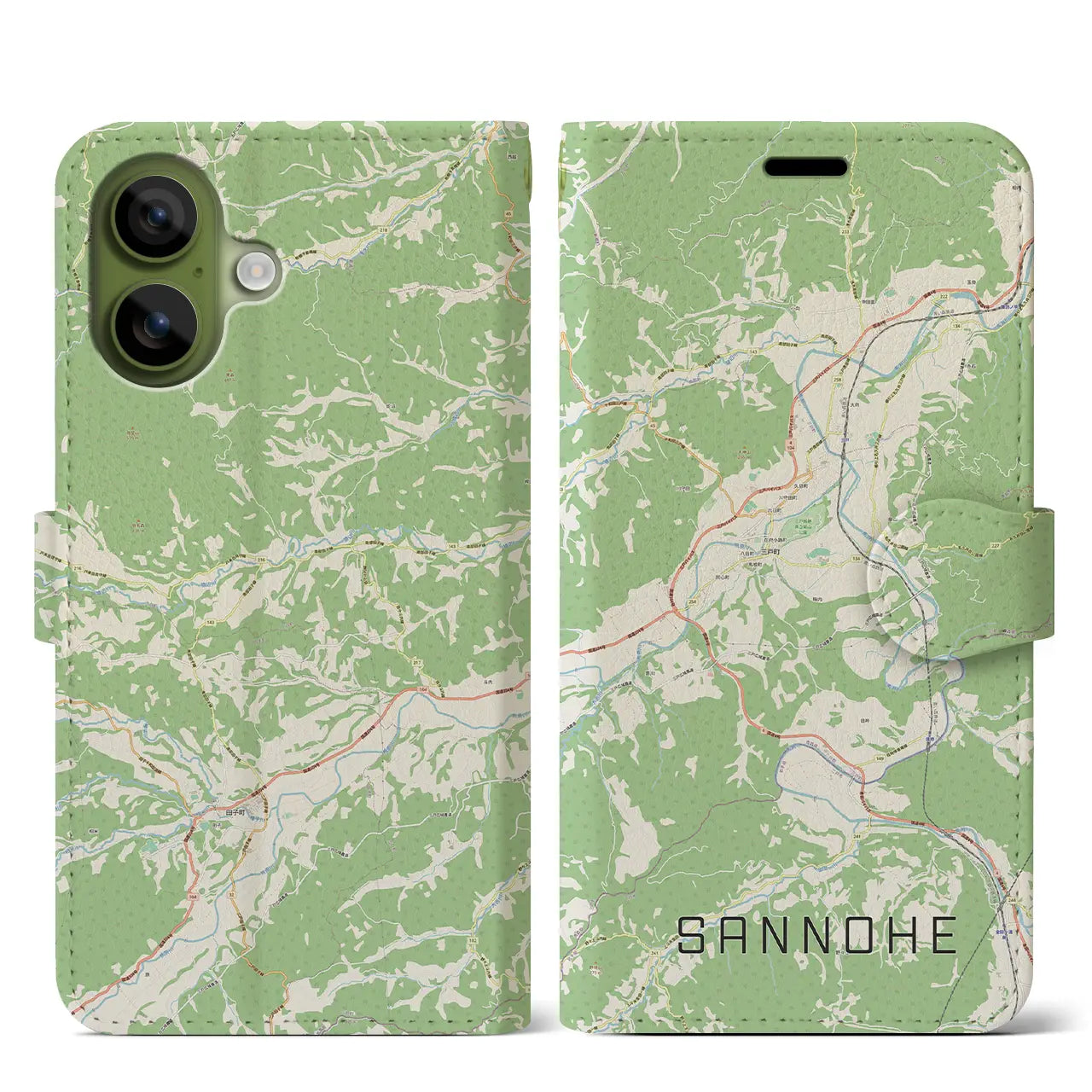 【三戸(青森県)】地図柄iPhoneケース(手帳タイプ)