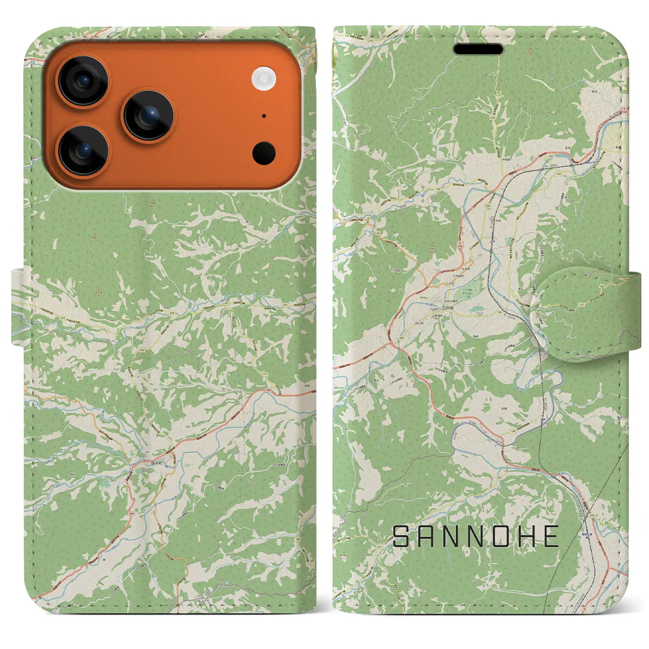 【三戸(青森県)】地図柄iPhoneケース(手帳タイプ)