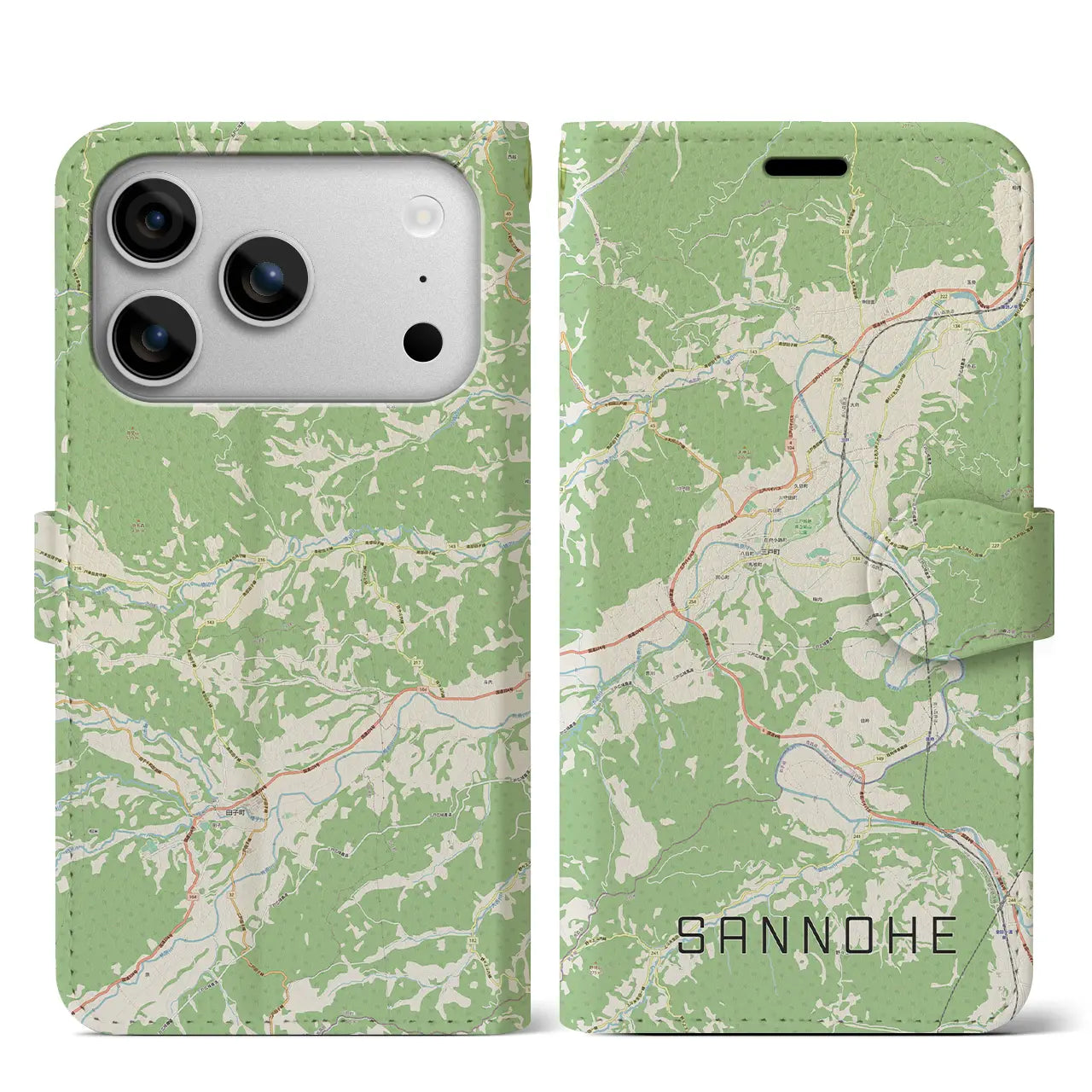 【三戸(青森県)】地図柄iPhoneケース(手帳タイプ)