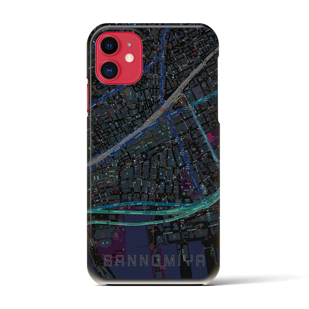 【三宮2(兵庫県)】地図柄iPhoneケース(バックカバータイプ)