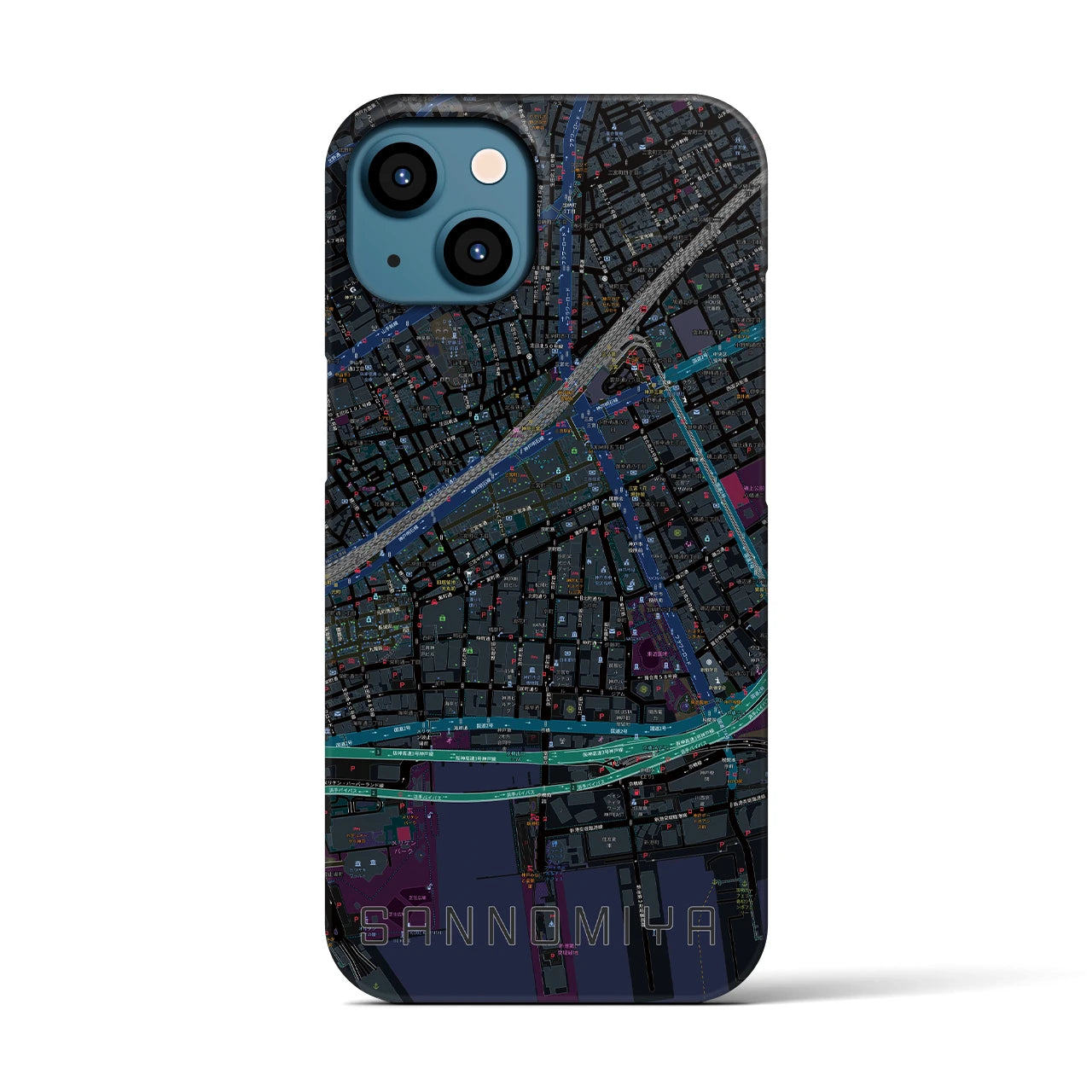 【三宮2(兵庫県)】地図柄iPhoneケース(バックカバータイプ)