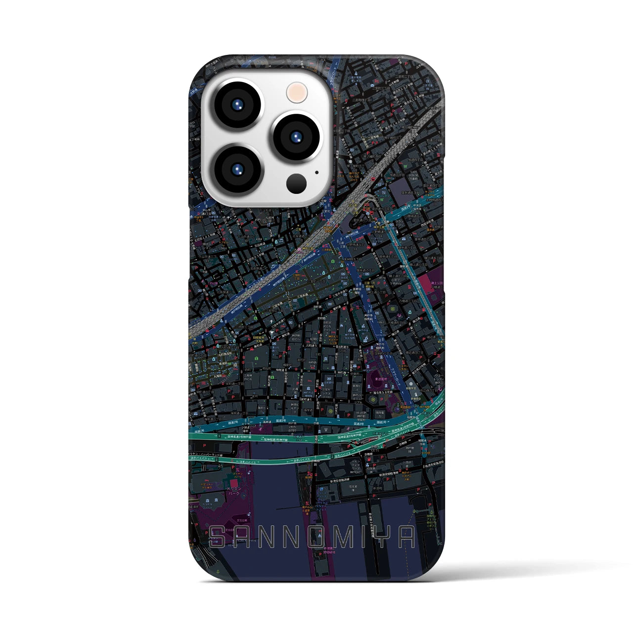 【三宮2(兵庫県)】地図柄iPhoneケース(バックカバータイプ)