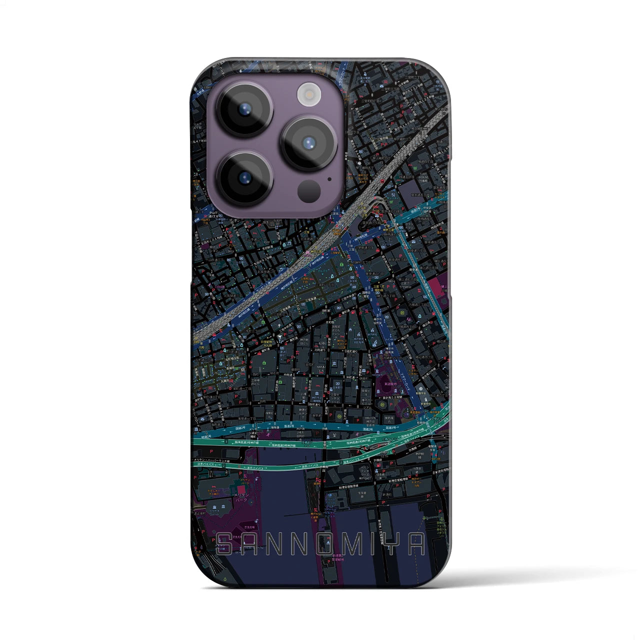 【三宮2(兵庫県)】地図柄iPhoneケース(バックカバータイプ)