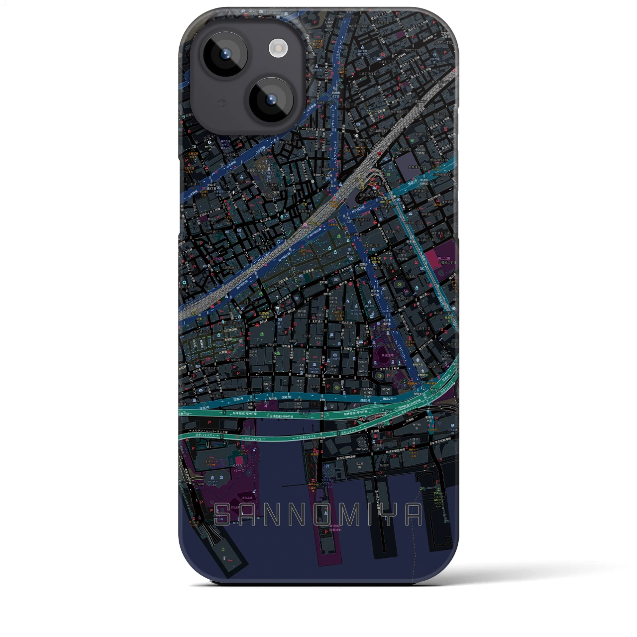 【三宮2(兵庫県)】地図柄iPhoneケース(バックカバータイプ)