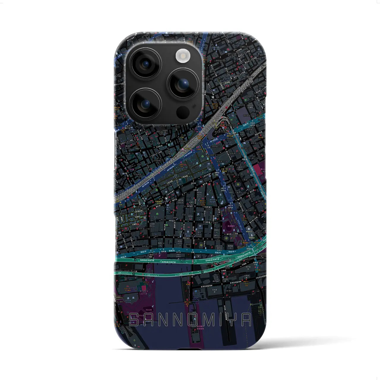 【三宮2(兵庫県)】地図柄iPhoneケース(バックカバータイプ)