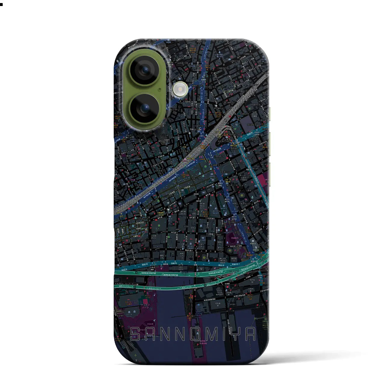 【三宮2(兵庫県)】地図柄iPhoneケース(バックカバータイプ)