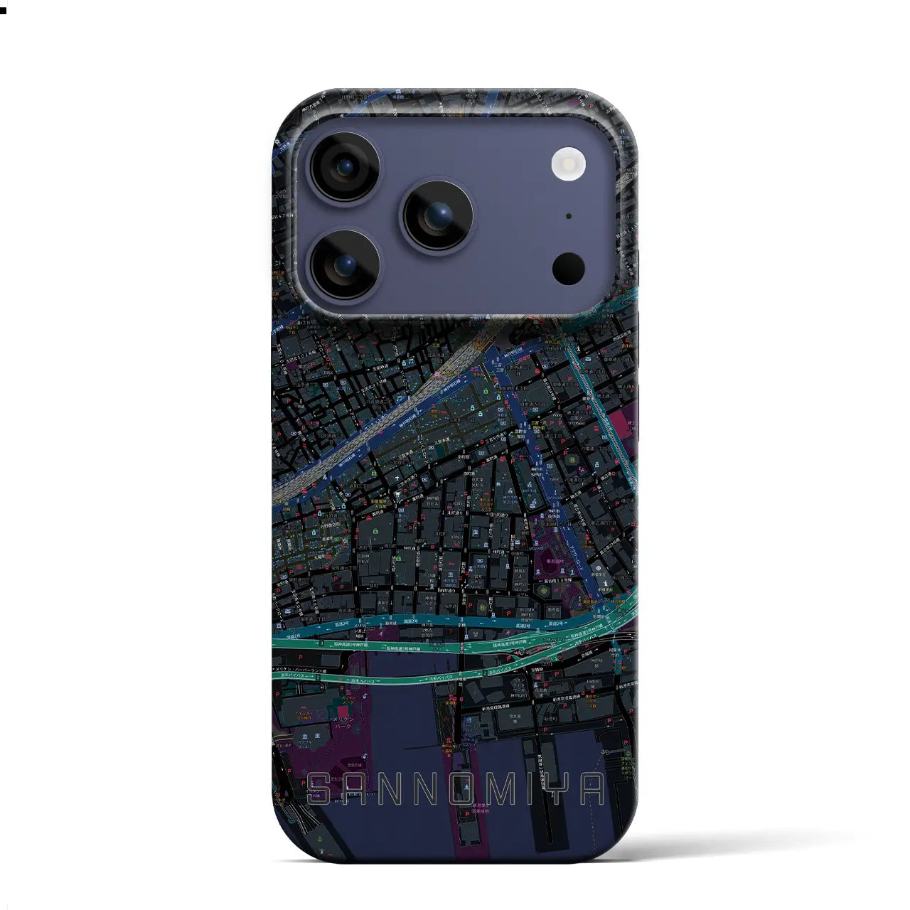 【三宮2(兵庫県)】地図柄iPhoneケース(バックカバータイプ)