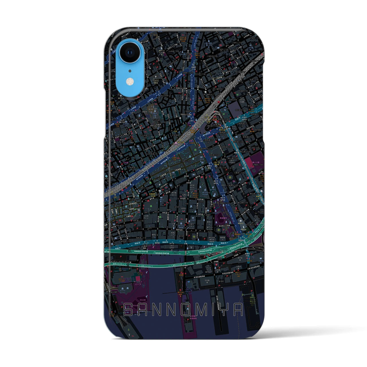【三宮2(兵庫県)】地図柄iPhoneケース(バックカバータイプ)