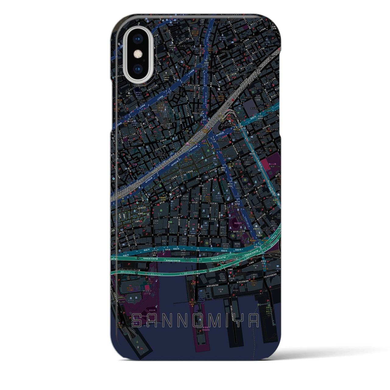 【三宮2(兵庫県)】地図柄iPhoneケース(バックカバータイプ)