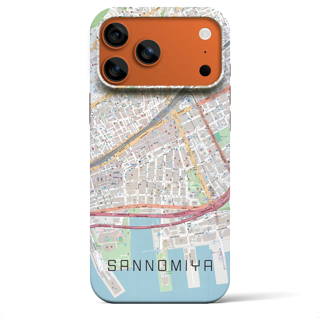 【三宮2(兵庫県)】地図柄iPhoneケース(バックカバータイプ)