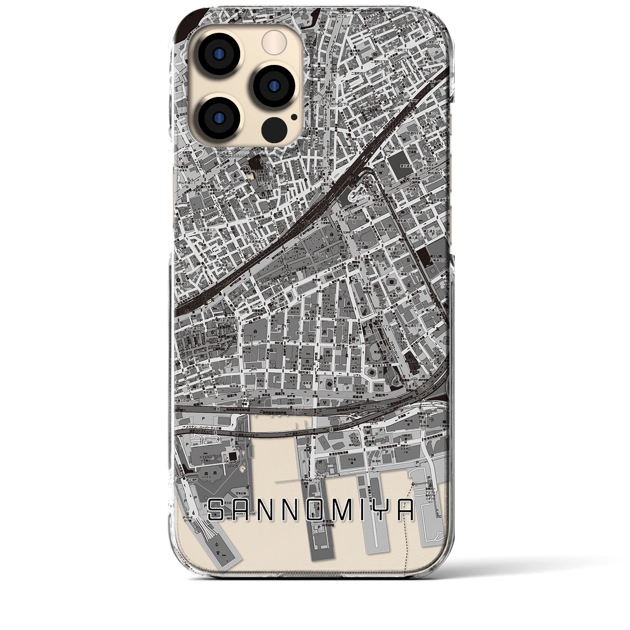 【三宮2(兵庫県)】地図柄iPhoneケース(クリアタイプ)