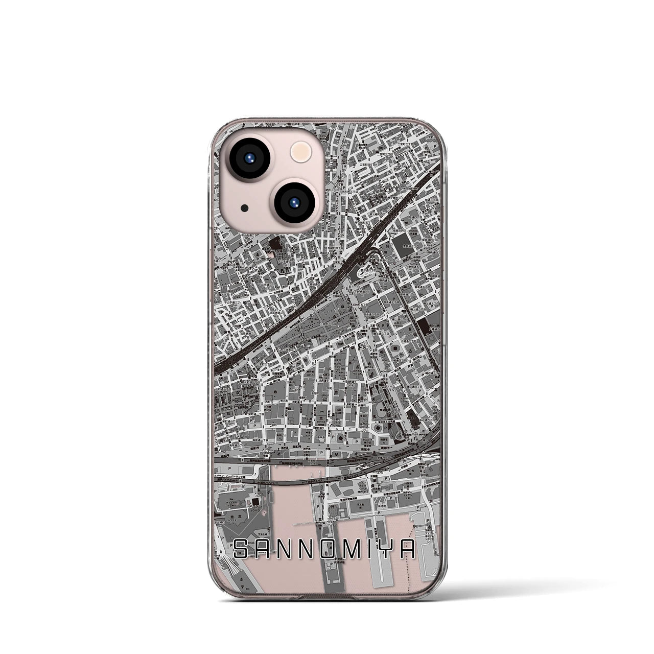 【三宮2(兵庫県)】地図柄iPhoneケース(クリアタイプ)