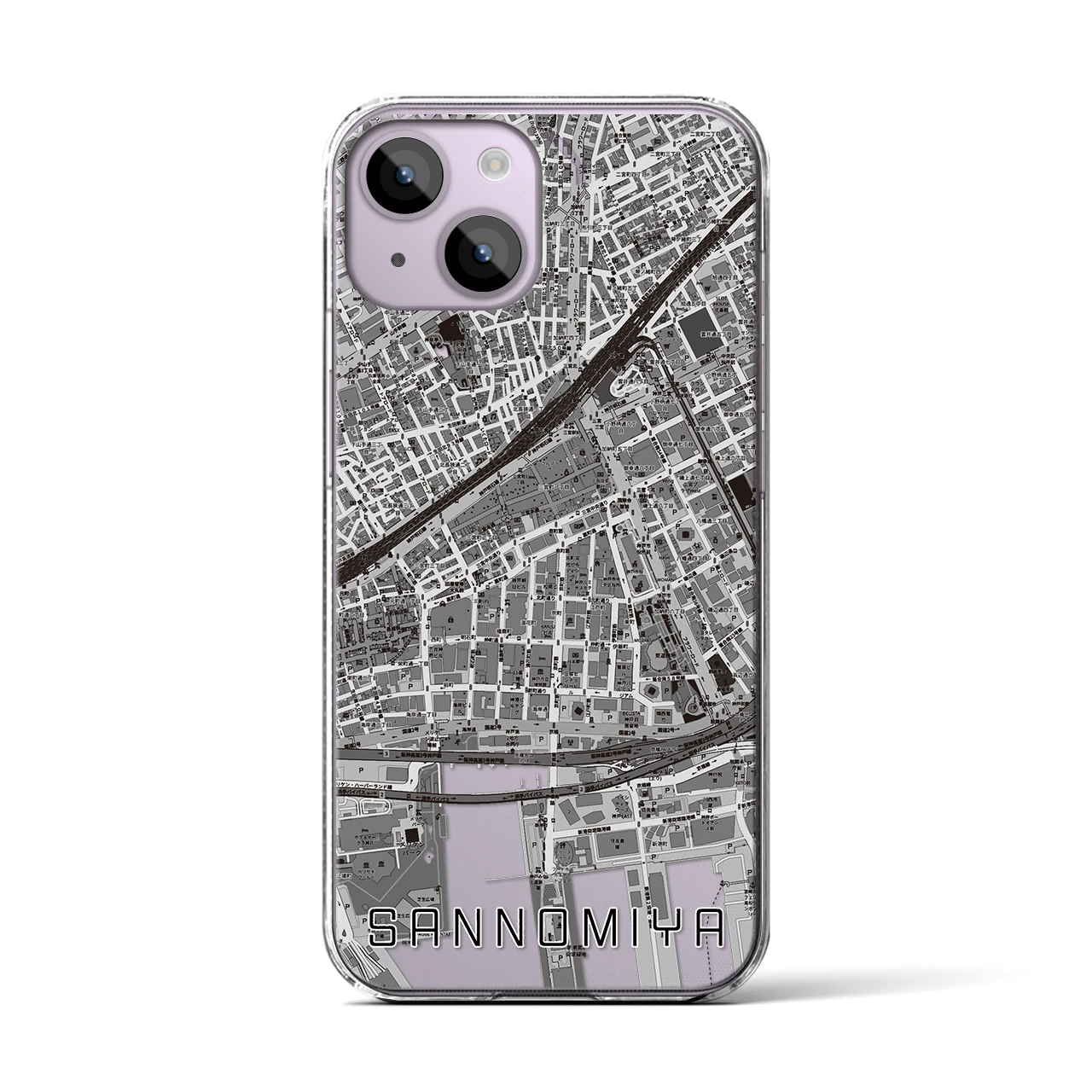 【三宮2(兵庫県)】地図柄iPhoneケース(クリアタイプ)