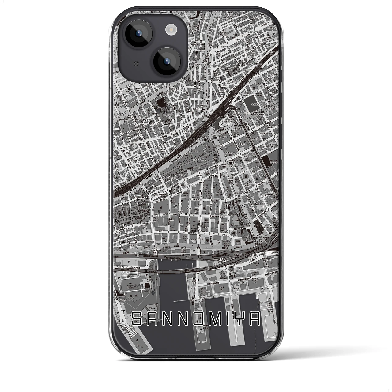 【三宮2(兵庫県)】地図柄iPhoneケース(クリアタイプ)