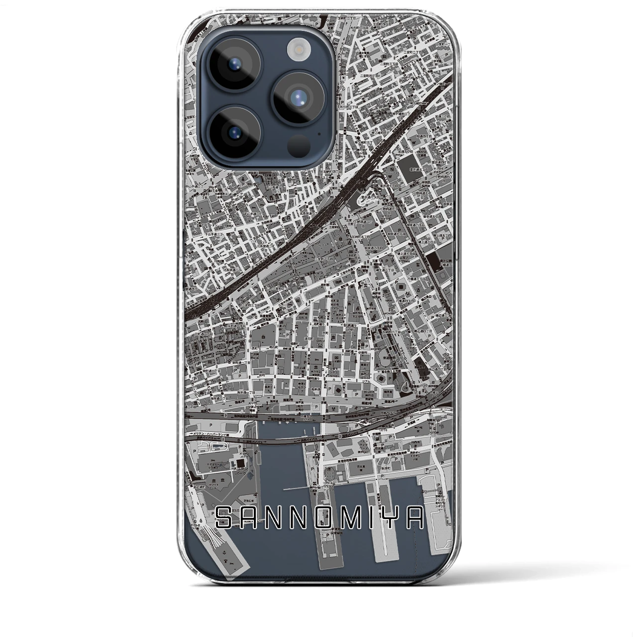 【三宮2(兵庫県)】地図柄iPhoneケース(クリアタイプ)