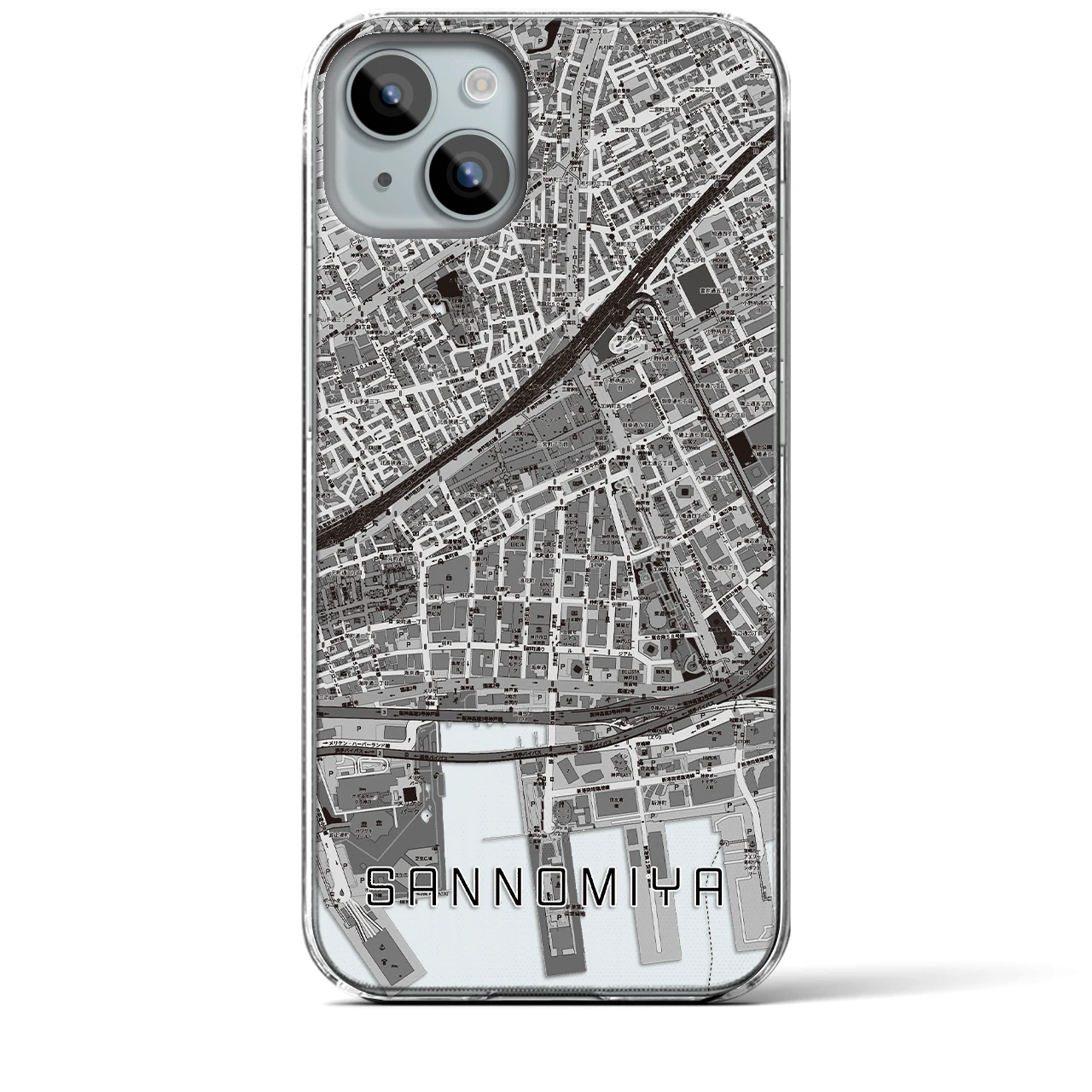 【三宮2(兵庫県)】地図柄iPhoneケース(クリアタイプ)