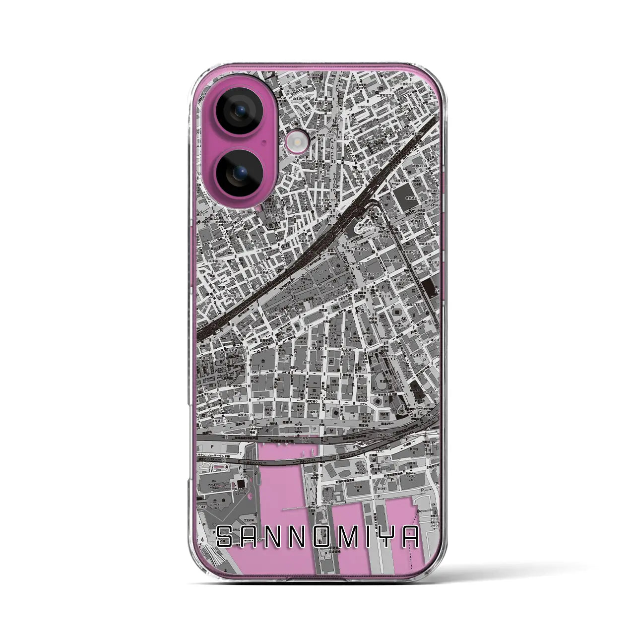 【三宮2(兵庫県)】地図柄iPhoneケース(クリアタイプ)