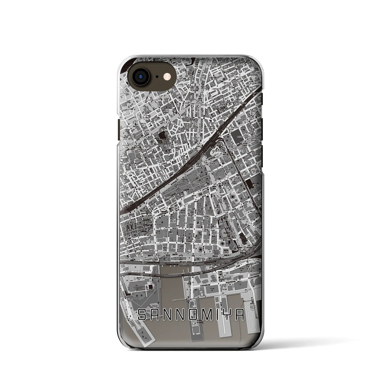 【三宮2(兵庫県)】地図柄iPhoneケース(クリアタイプ)