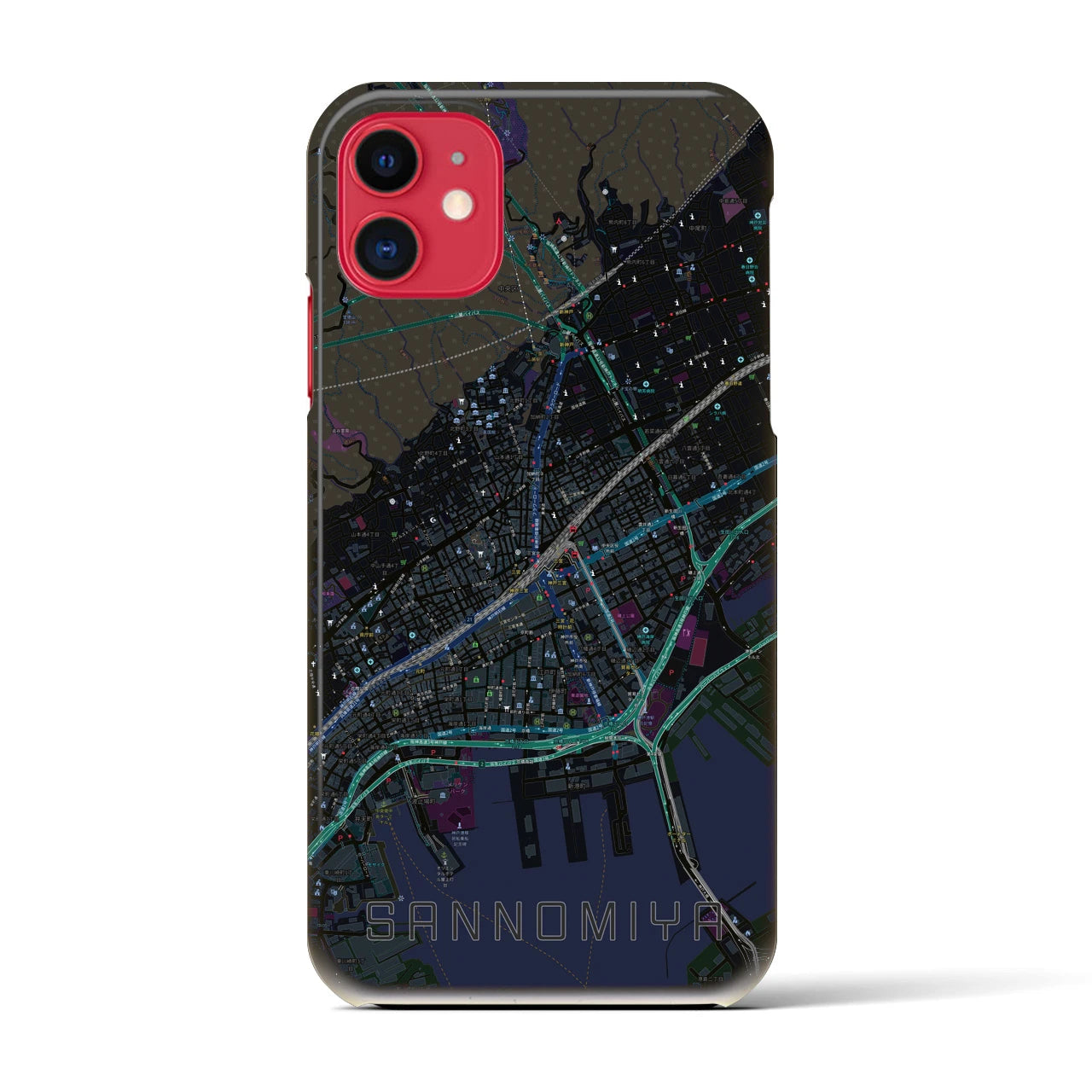 【三宮(兵庫県)】地図柄iPhoneケース(バックカバータイプ)