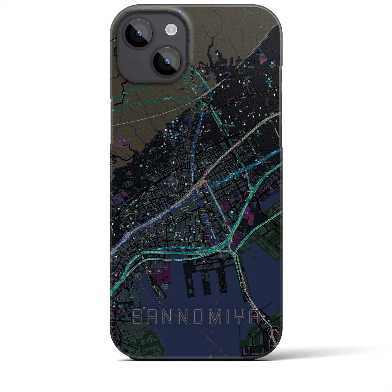 【三宮(兵庫県)】地図柄iPhoneケース(バックカバータイプ)