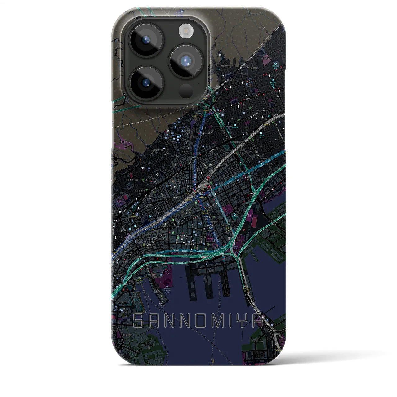 【三宮(兵庫県)】地図柄iPhoneケース(バックカバータイプ)