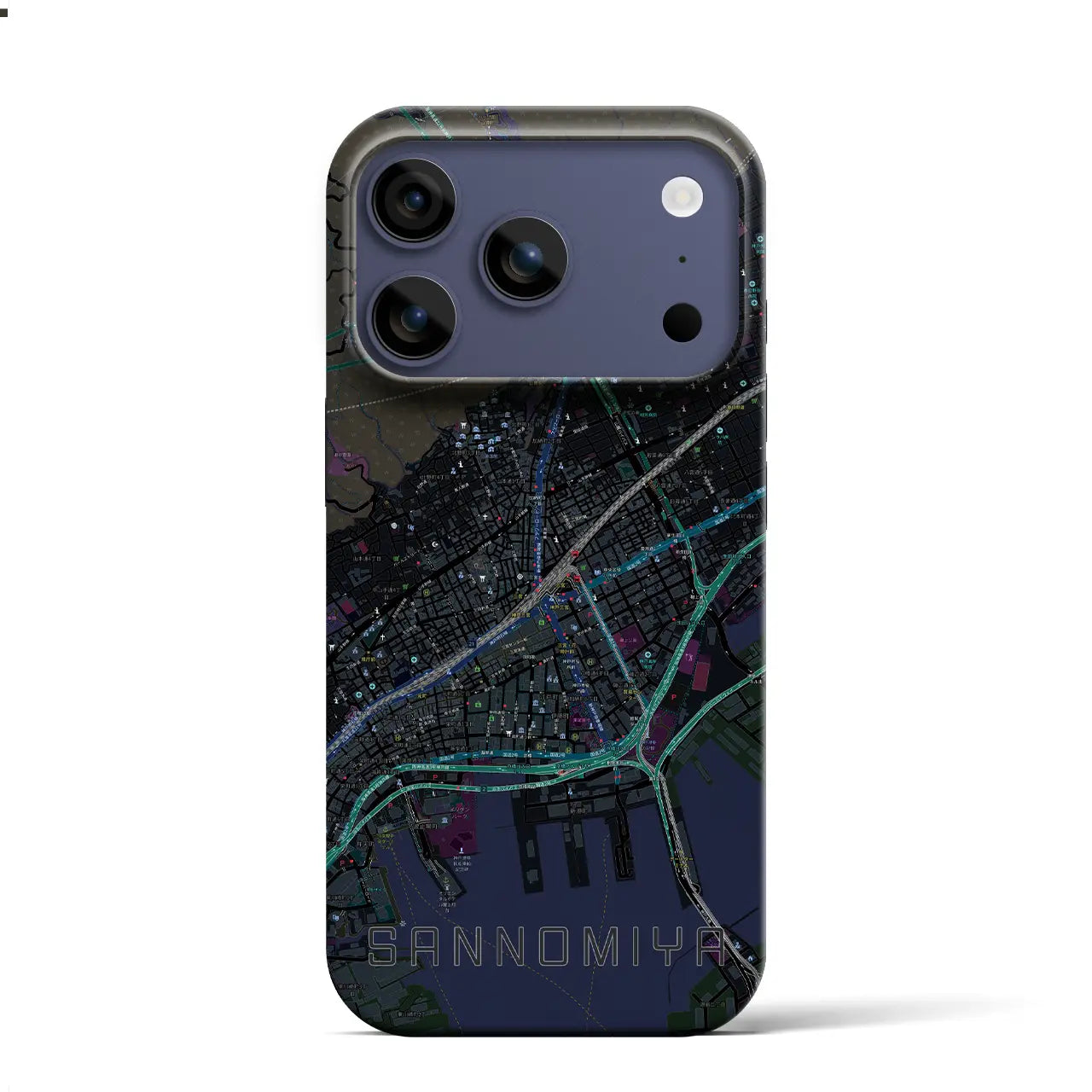 【三宮(兵庫県)】地図柄iPhoneケース(バックカバータイプ)