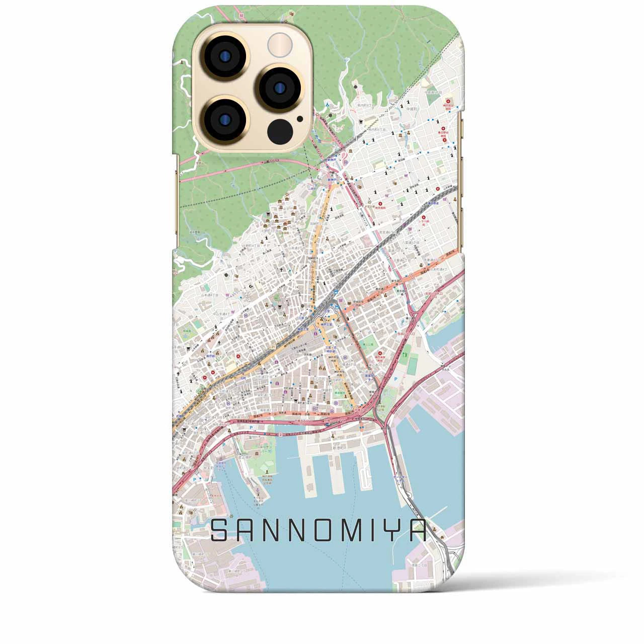 【三宮(兵庫県)】地図柄iPhoneケース(バックカバータイプ)