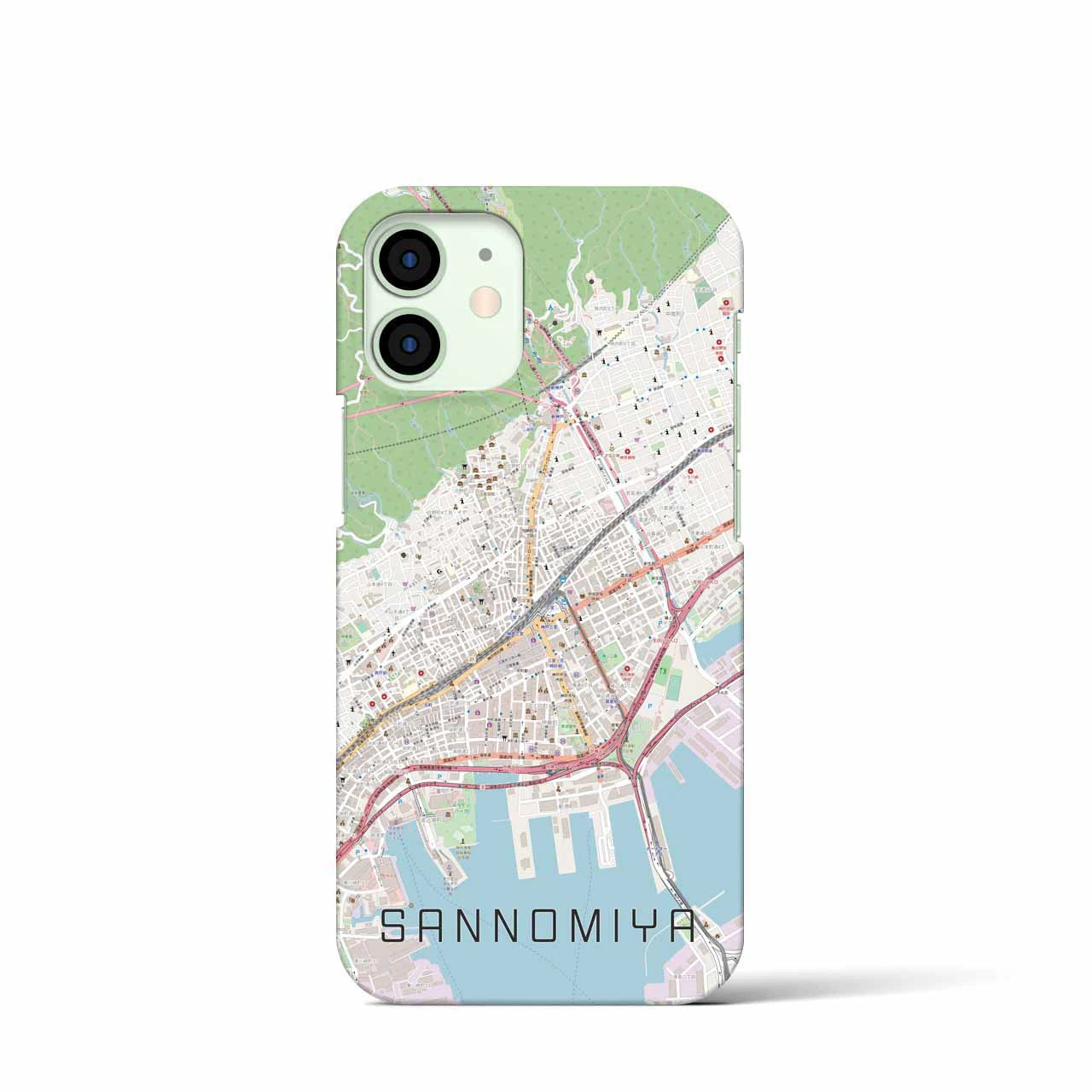 【三宮(兵庫県)】地図柄iPhoneケース(バックカバータイプ)