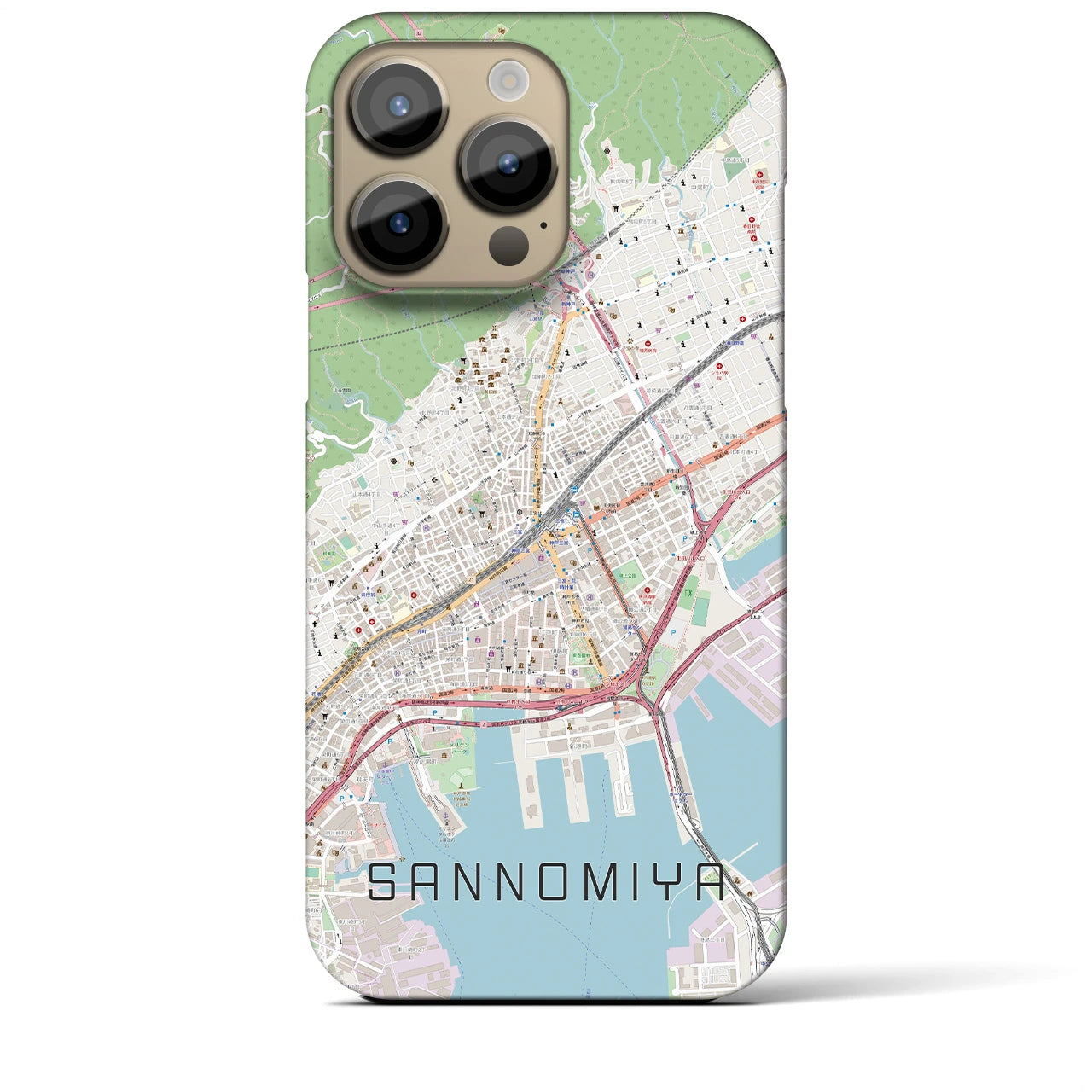 【三宮(兵庫県)】地図柄iPhoneケース(バックカバータイプ)
